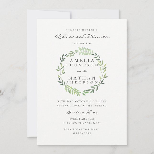 Invitación para la cena de ensayo de la corona de  (Anverso)