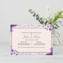 Invitación para la cena de ensayo floral púrpura l