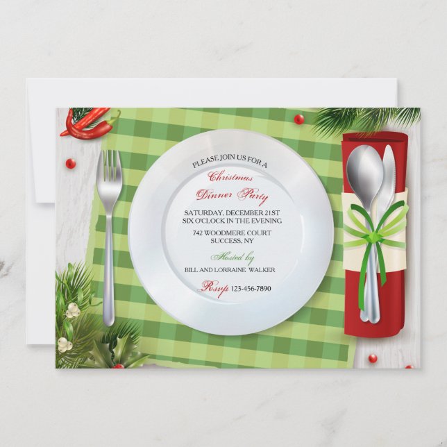 Invitación para la decoración de la mesa de Navida (Anverso)