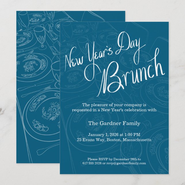 Invitación para la decoración de mesa de Brunch de (Anverso / Reverso)