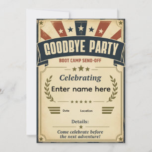 Invitación para la despedida de Boot Camp para mil