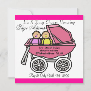 Invitación para la Ducha de Bebé de Niñas Gemelas 
