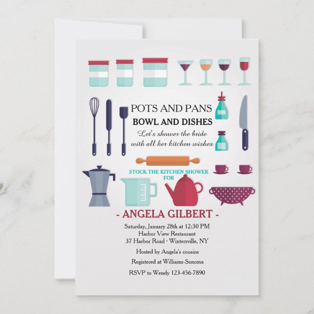 Invitación para la ducha de cocina (Anverso)