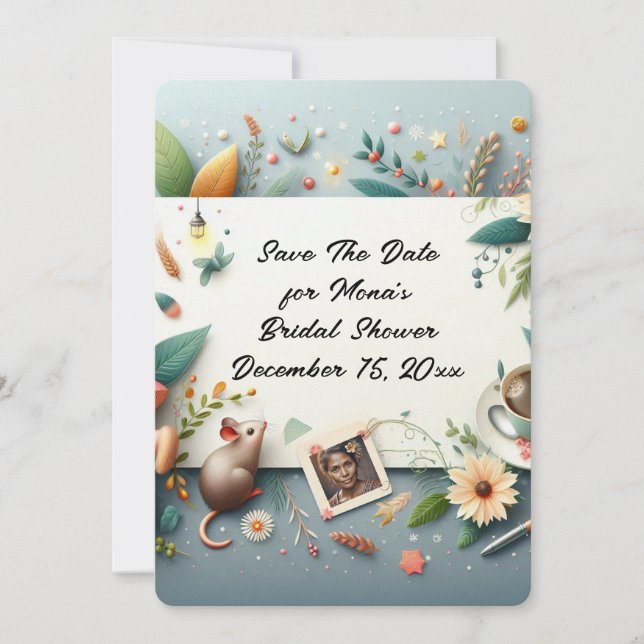 Invitación para la Ducha de Novia: Guarda la Fecha (Anverso)