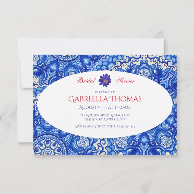 Invitación para la Ducha de Novia Pétalos de Flor  (Anverso)
