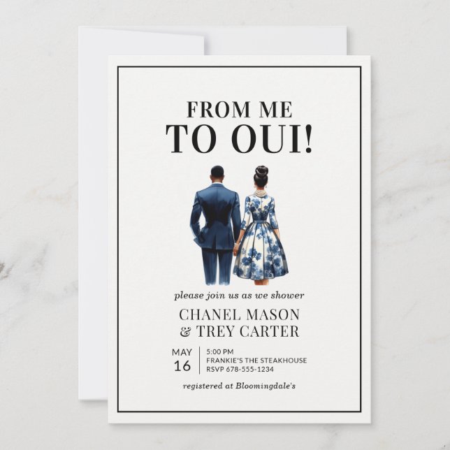 Invitación para la ducha de parejas afroamericanas (Anverso)