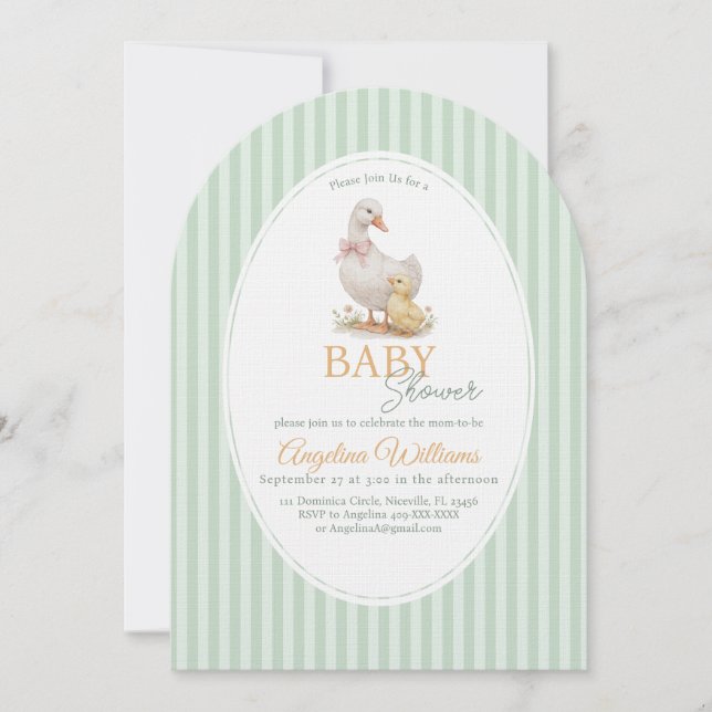 Invitación para la fiesta de Baby Shower de Mamá G (Anverso)