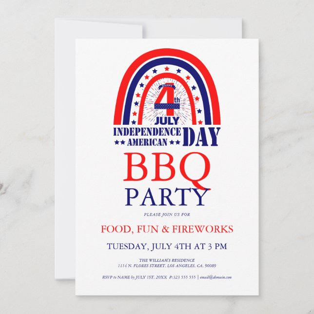 Invitación para la fiesta de barbacoa de fuegos ar (Anverso)