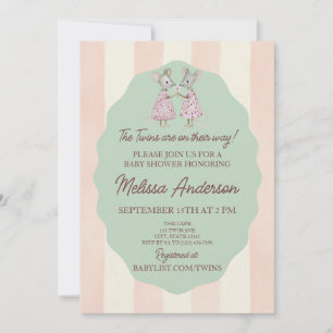 Invitación para la fiesta de bebés gemelas