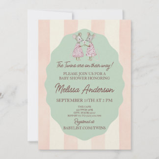Invitación para la fiesta de bebés gemelas