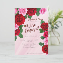 Invitación para la fiesta de compromiso con rosas