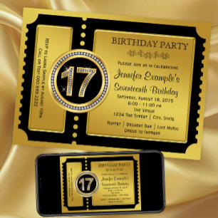 Invitación para la fiesta de cumpleaños número 17