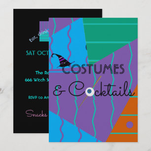 Invitación para la fiesta de disfraces y cócteles