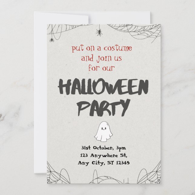 Invitación para la fiesta de disfraces y cócteles  (Anverso)