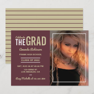 Invitación para la fiesta de graduación de granate