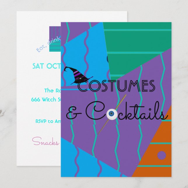Invitación para la fiesta de Halloween de disfrace (Anverso / Reverso)