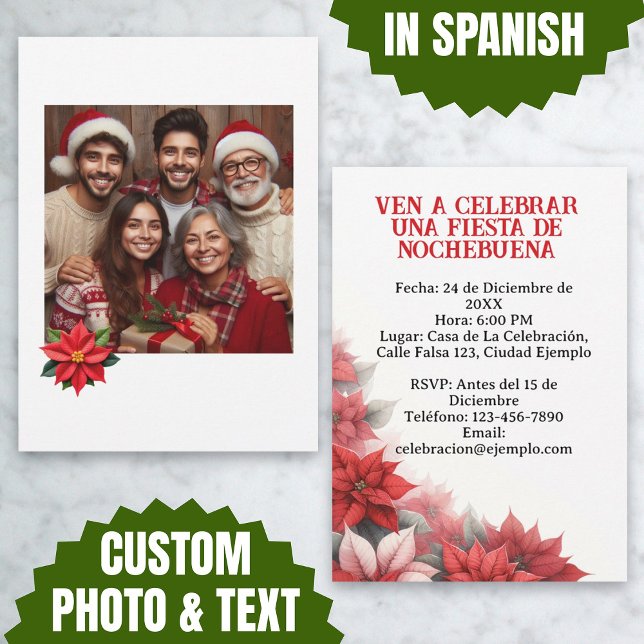 Invitación para la Fiesta de Nochebuena con (Invitación para Fiesta de Nochebuena con Foto Invitation)
