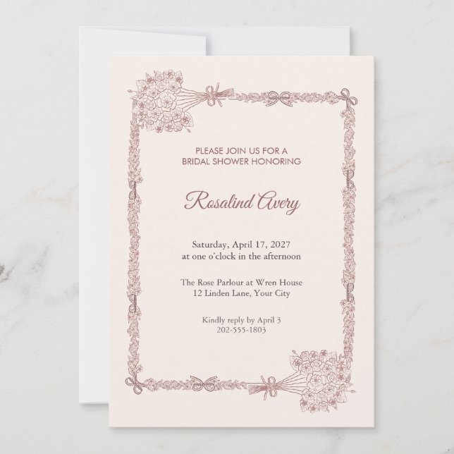 Invitación para la fiesta de soltera Tussie Mussie (Anverso)
