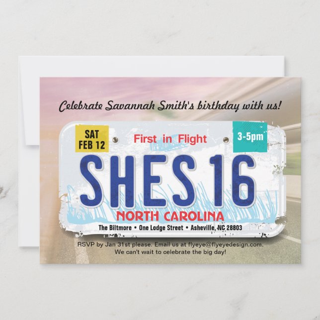 Invitación para la licencia de cumpleaños 16 de un (Anverso)
