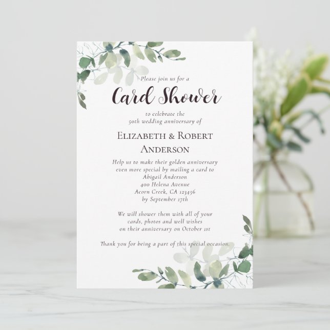 Invitación para la lluvia de tarjetas de bodas de  (Anverso de pie)
