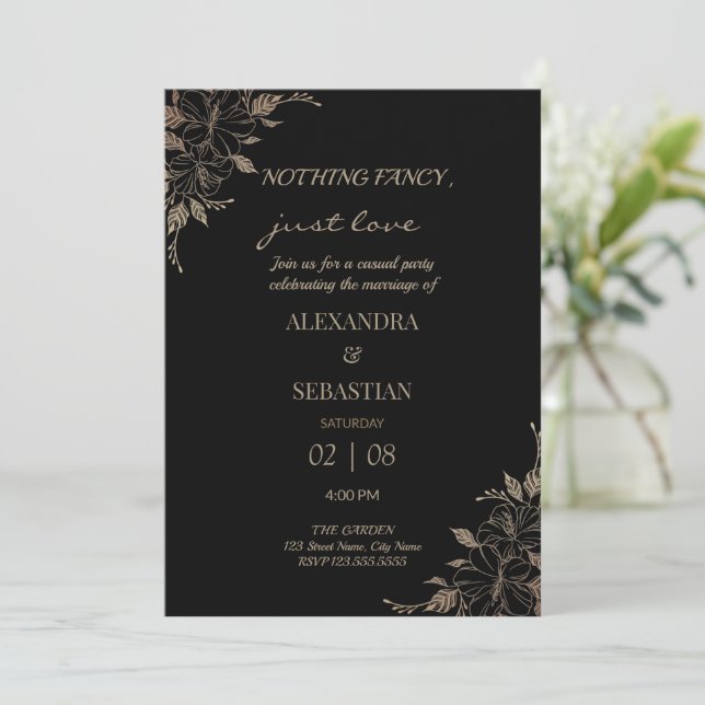 Invitación para la recepción de boda con líneas fl (Anverso de pie)