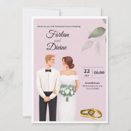 Invitación para la tarjeta de Boda de caracteres d