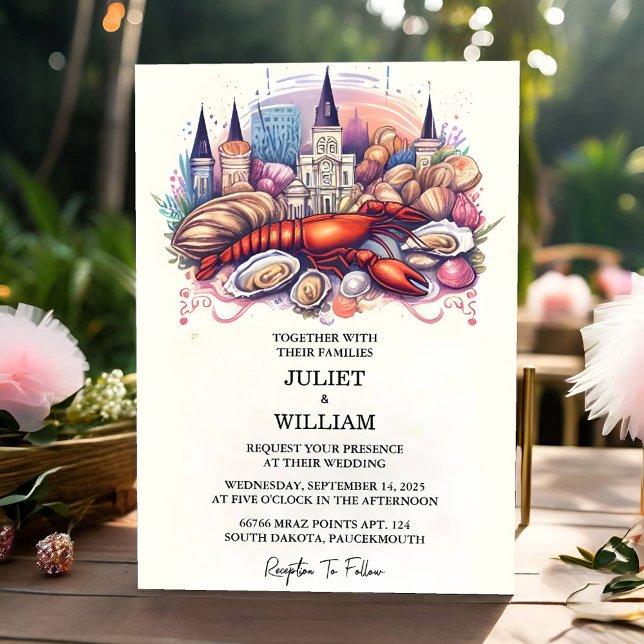 Invitación Para Lobster Beach Ocean Summer New Orleans Boda (Subido por el creador)