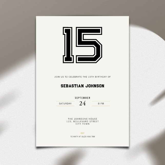 Invitación para los 15 años - Estilo Deportivo Min (15th birthday invitation simple sport design for teenagers)