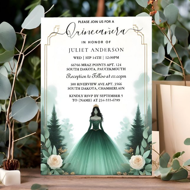 Invitación Para los árboles Moneda de oro Glam Esmeralda Verd (Subido por el creador)