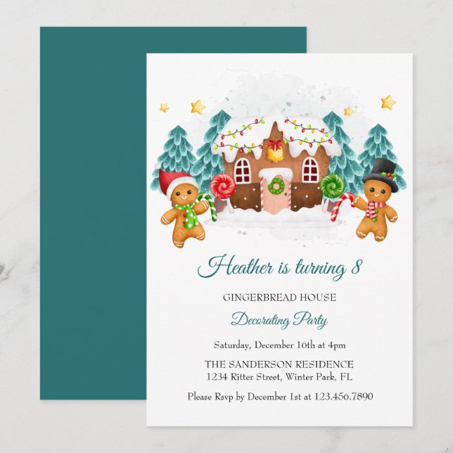 Invitación Para los niños Navidades Decoración Fiesta de cump (Anverso / Reverso)