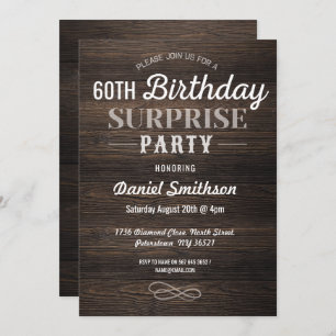 Invitación Para mujer para hombre rústico de la sorpresa de