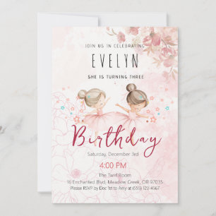 Invitación para niña de 3 años bailarina del tutú