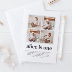 Invitación para niña en su 1er cumpleaños con coll