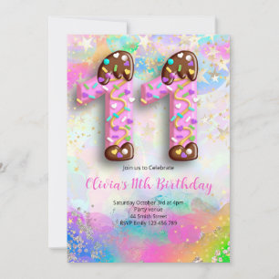 Invitación para niñas cumpleañeras de 11 años