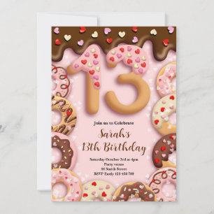 Invitación para niñas cumpleañeras de 13 años