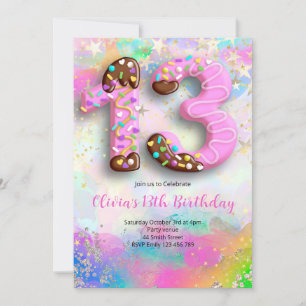 Invitación para niñas cumpleañeras de 13 años