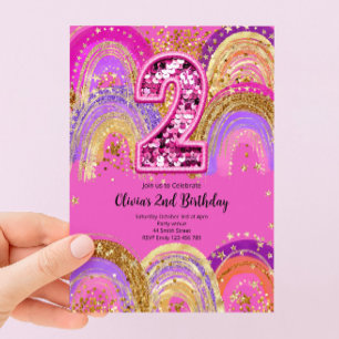 Invitación para niñas cumpleaños 2 años