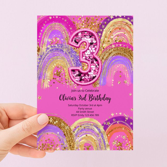 Invitación para niñas de 3er cumpleaños (Subido por el creador)