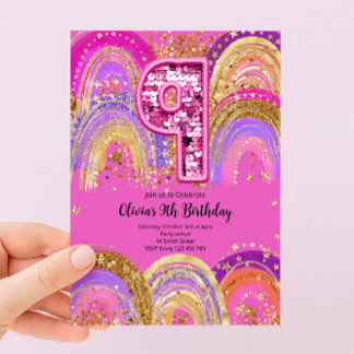 Invitación para niñas de 9 años de cumpleaños