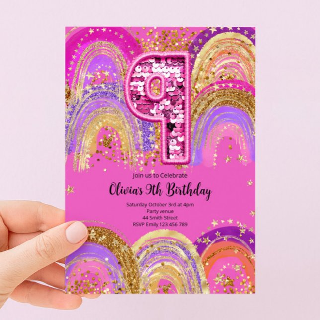 Invitación para niñas de 9 años de cumpleaños (Subido por el creador)