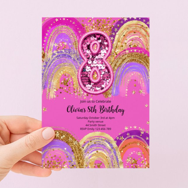 Invitación para niñas en su octavo cumpleaños (Subido por el creador)