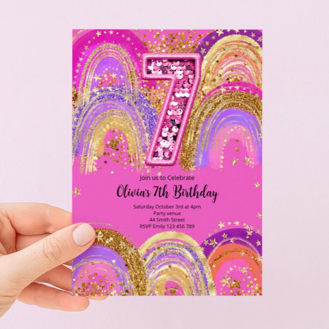 Invitación para niñas en su séptimo cumpleaños (Subido por el creador)