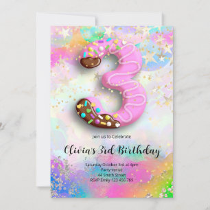 Invitación para niñas en su tercer cumpleaños