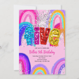 Invitación para niñas por el 5to cumpleaños de Rai