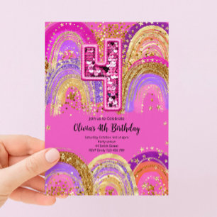 Invitación para niñas por su cuarto cumpleaños
