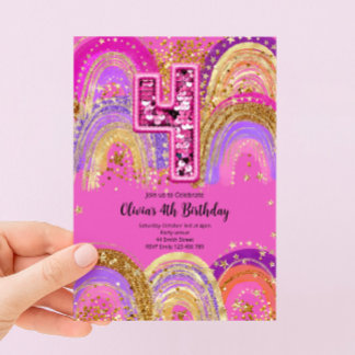Invitación para niñas por su cuarto cumpleaños