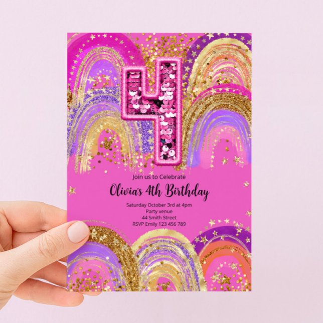 Invitación para niñas por su cuarto cumpleaños (Subido por el creador)