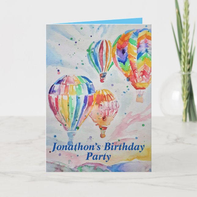 Invitación para niños de cumpleaños con globo aero (Anverso)