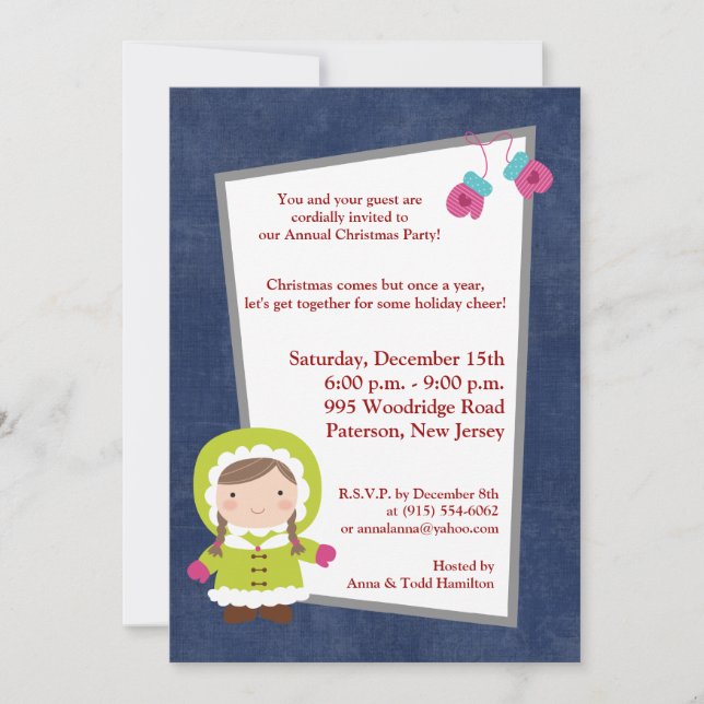 Invitación para niños de Navidades 5x7 (Anverso)