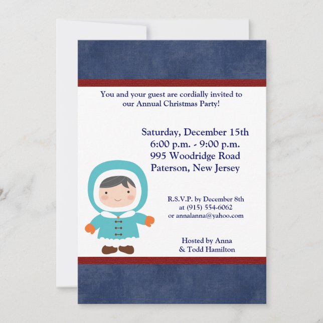 Invitación para niños de Navidades 5x7 (Anverso)